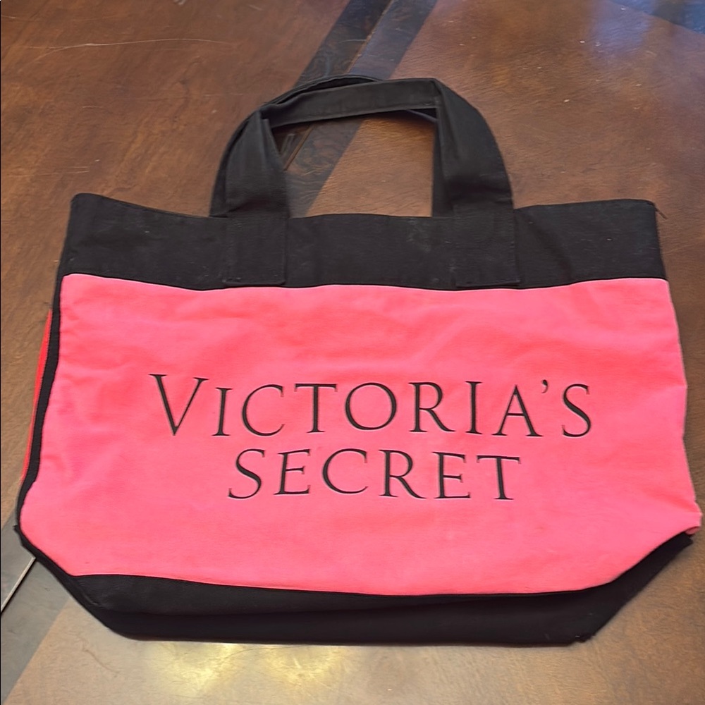 Victoria's Secret Pink and Black Striped Tote